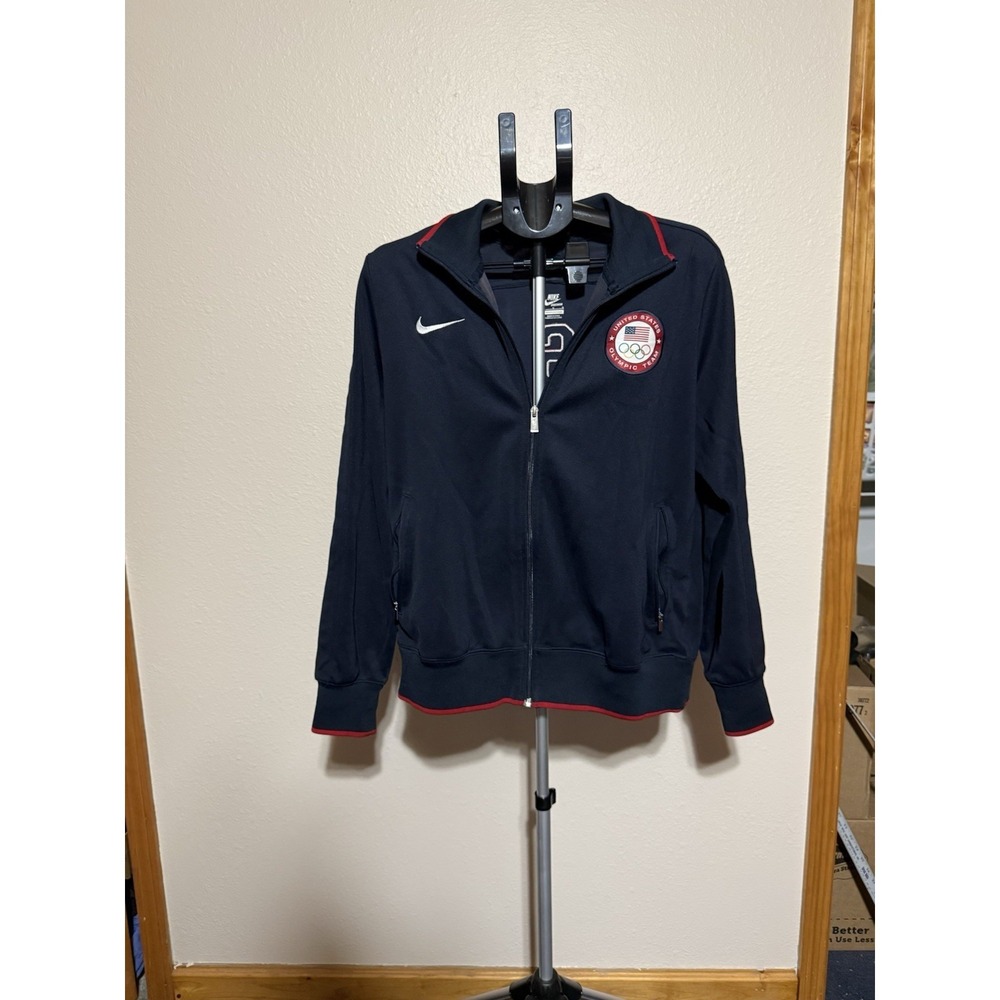 Nike USA Olympic Team Track Jacket Navy Full Zip Men's Large Swoosh